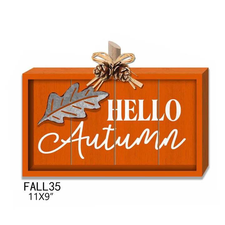 Orange framed Hello Autumn tabletop sign