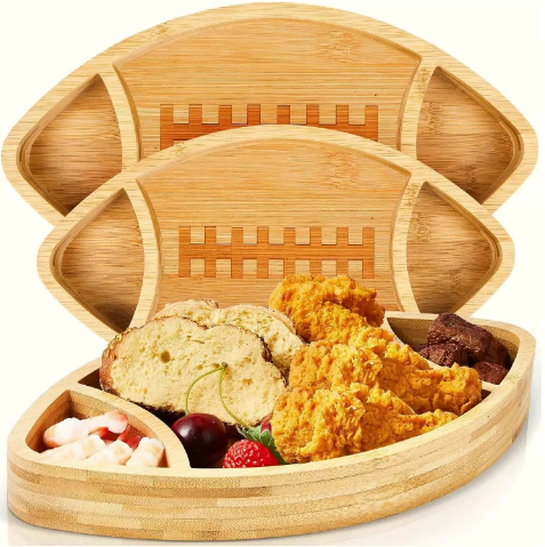 Nested bamboo serving basket set