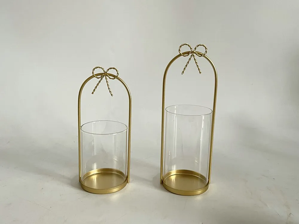 Bow Glass Lantern Pair