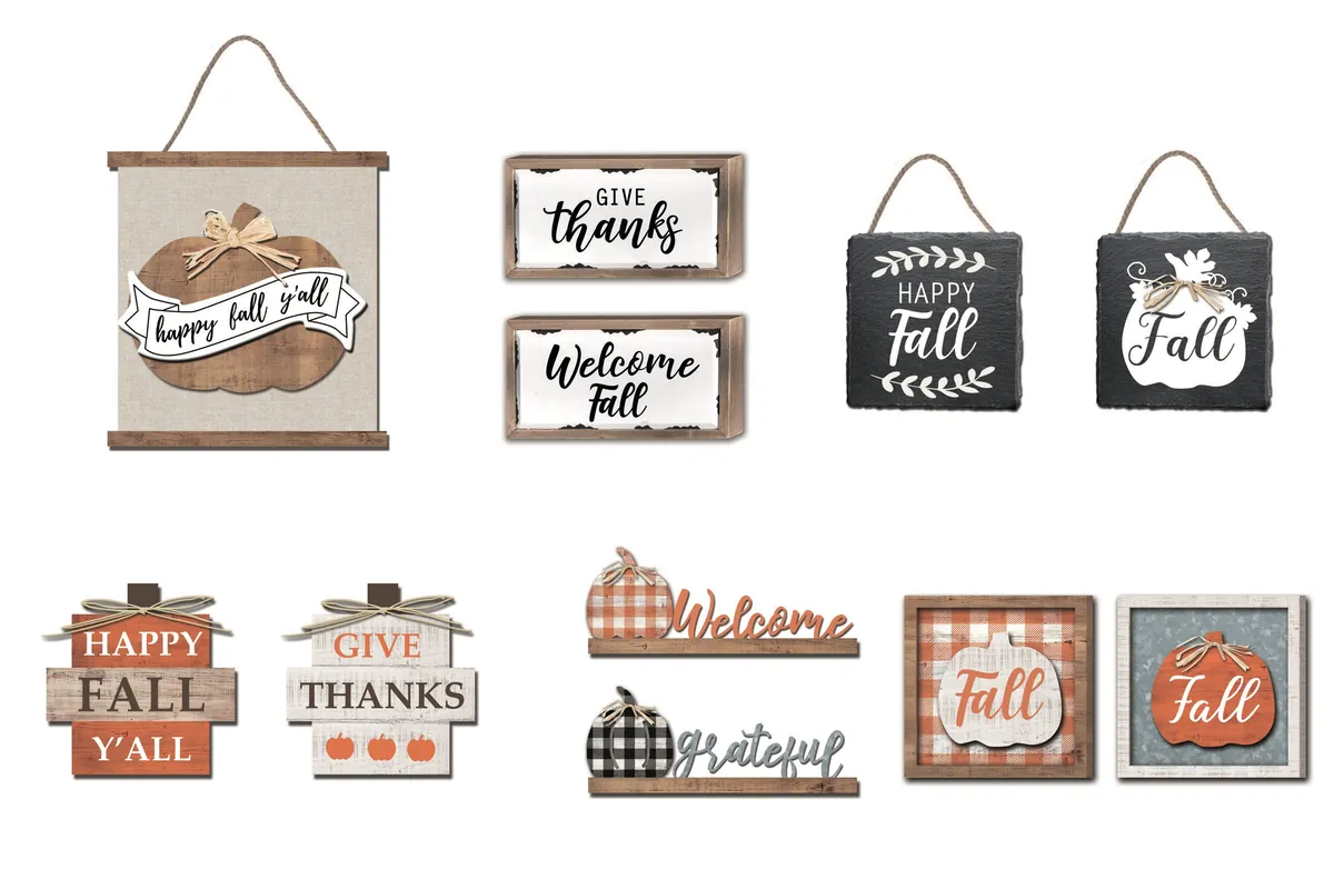Coordinated seasonal sign assortment used for buyer reference