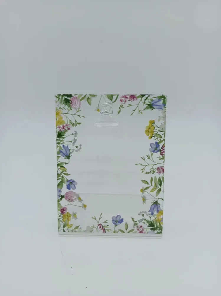 Floral printed acrylic standing sign