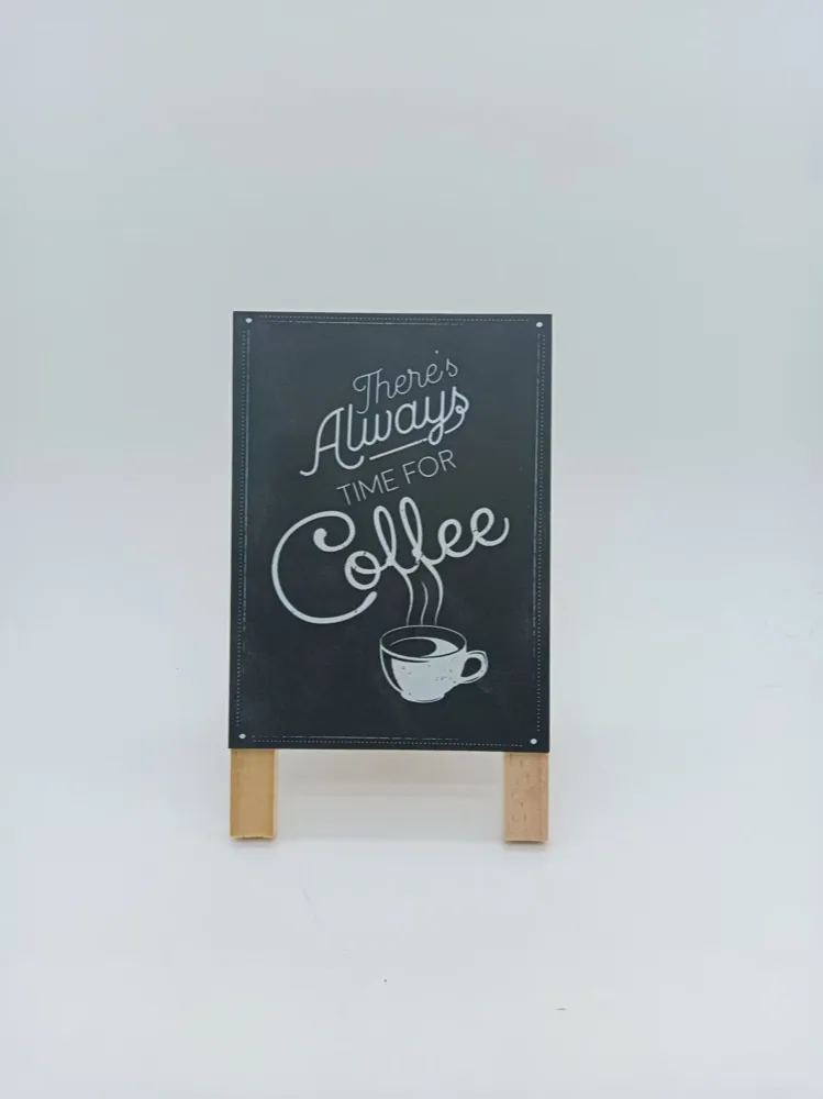 Black Always Time for Coffee mini easel sign